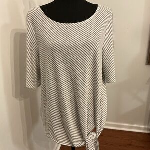 LOFT Black and White Striped Blouse